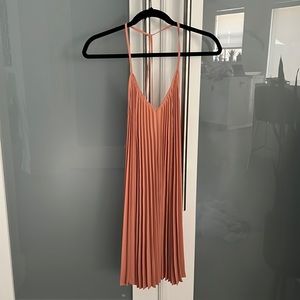 NWT Forever 21 Contemporary Neutral pleated slip dress. Adjustable T strap. S